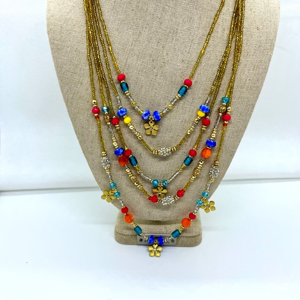 NWT 24’ M Haskell Vintage Gold Translucent Seed Bead Rhinestone Faceted Beading